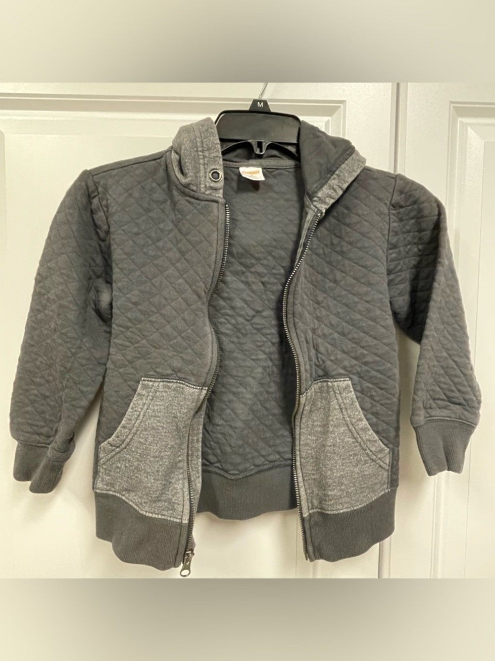 Gymboree Boys Quilted Hooded Jacket Zipper Gray Size Sm 5-6